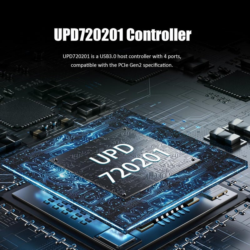 GLOTRENDS U3044BG بطاقة توسيع PCIe 4-Port USB 3.0 Type-A 5Gb، حوامل عادية ومنخفضة، متوافقة مع ويندوز ولينكس (لا تدعم ماك أو إس) - Image 5
